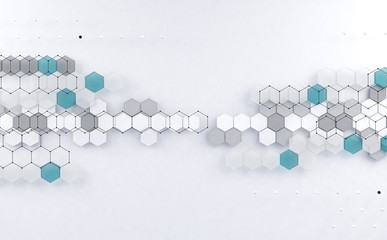 Fondo abstracto de alta tecnología digital. Fondo de hexágonosFormas geométricas en fondo blanco.Circuito y redes.