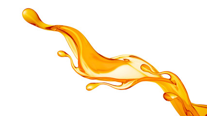 A splash of orange, yellow clear liquid. 3d illustration, 3d rendering. - 285311875