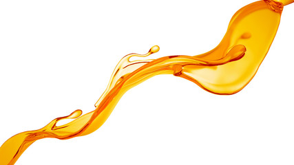 A splash of orange, yellow clear liquid. 3d illustration, 3d rendering.