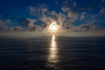 Beautiful sunset on horizon at the atlantic sea