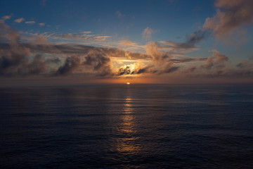 Beautiful sunset on horizon at the atlantic sea
