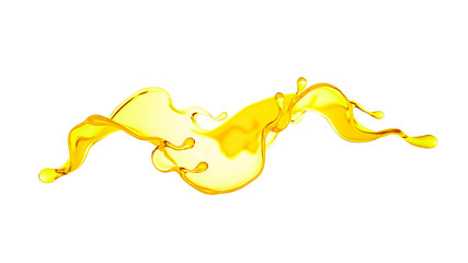 A splash of orange, yellow clear liquid. 3d illustration, 3d rendering.