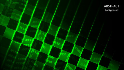 Vector abstract background in the form of green glowing squares. EPS 10.