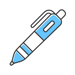 Automatic ballpoint pen color icon. Writing tool isolated vector illustration. Stationery items shop, school supplies store logo. Document signing instrument. Office workplace, education attribute
