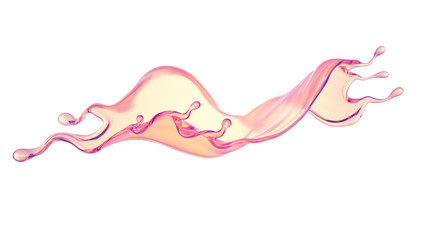 Splash of thick pink fluid. 3d illustration, 3d rendering.