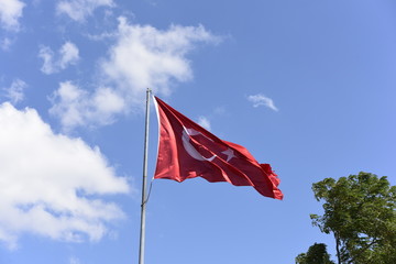 Turkish flag waving in the sky