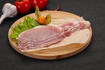 Raw pork bacon