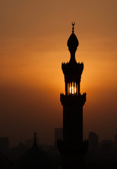silhouette of a mosque at sunset