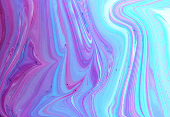Violet-light blue marble abstract background.  Free flowing acrylic paint, contemporary art....