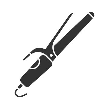 Hair curler glyph icon. Curling iron. Curling tongs. Creating curls by