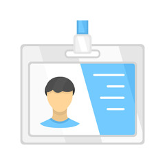 ID document flat design color icon. Identification tag isolated vector illustration. Plastic card with photo. Businessman, seller consultant personal badge. Driver licence, company employee accessory