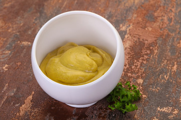 Mustard sauce in the bowl