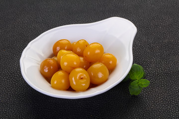 Yellow ripe cherry dessert