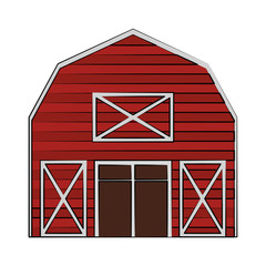 Farm barn wooden building cartoon