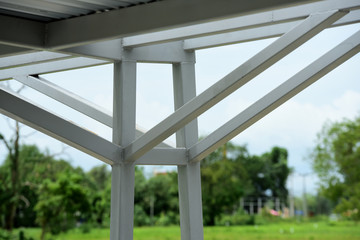 The structure of the sun protection roof of the parking lot