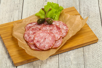 Spanish Salchichon sausage with salad