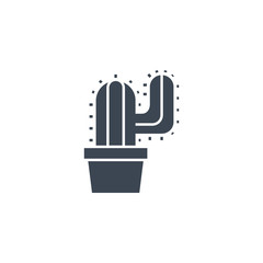 Cactus related vector glyph icon.