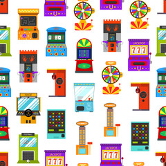 Cartoon Color Game Machine Seamless Pattern Background. Vector