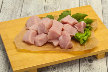 Raw fresh pork meat cube