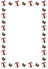 Rectangle frame with white and green gift boxes