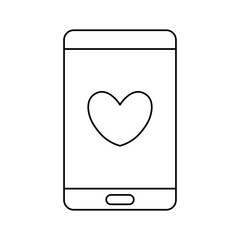 smartphone device with heart in screen