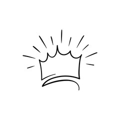 Hand drawn crown logo for queen icon, princess diadem symbol, doodle illustration, pop art element, beauty and fashion shopping concept