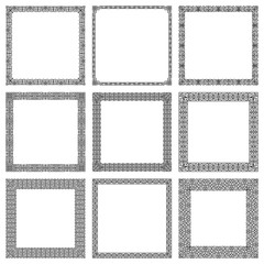 Set of vector square frames in traditional East style