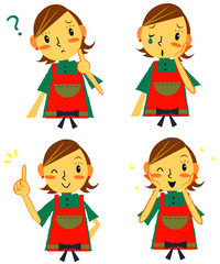 主婦　アイコン風　表情セット