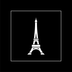 Eiffel tower icon isolated on black background. France Paris landmark symbol