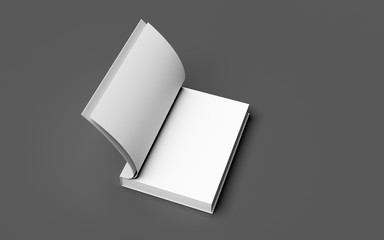MOCKUP OF blank book on dark grey background, 3d illustration