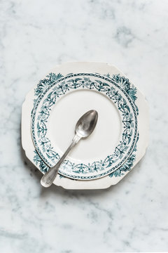 Cutlery and vintage plate
