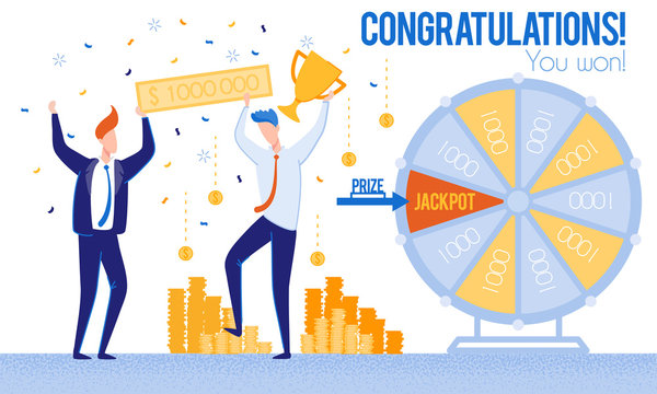 Men Congratulations Winning Lottery Priz Jackpot.