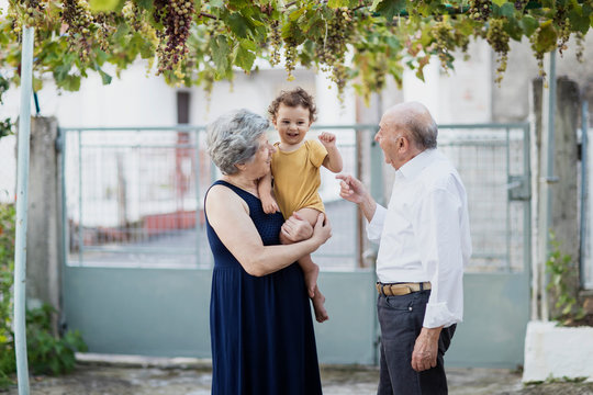 Grandparent with their grandson outdoor