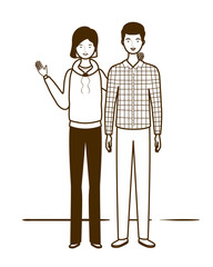 silhouette of couple of people standing on white background