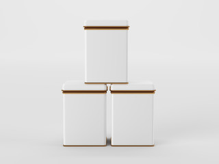 Tea caddy mockup. Studio packshot. 3D rendering.