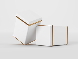 Tea caddy mockup. Studio packshot. 3D rendering.