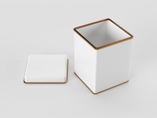 Tea caddy mockup. Studio packshot. 3D rendering.