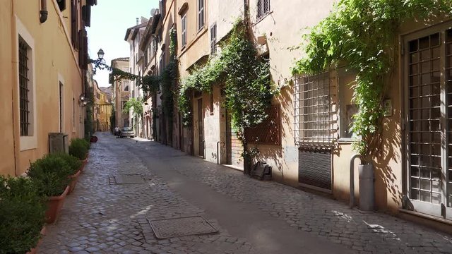 The picturesque Rione Trastevere on a summer morning, in Rome, Italy.