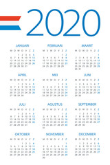 Calendar 2020 - illustration. Dutch version