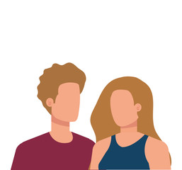 young lovers couple avatars characters