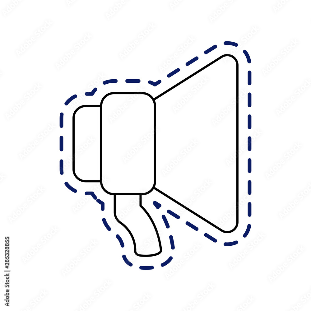 Sticker patch of megaphone sound speak isolated icon