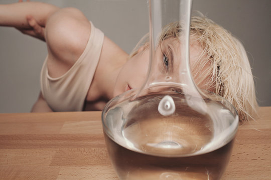 Inverted view of woman through water