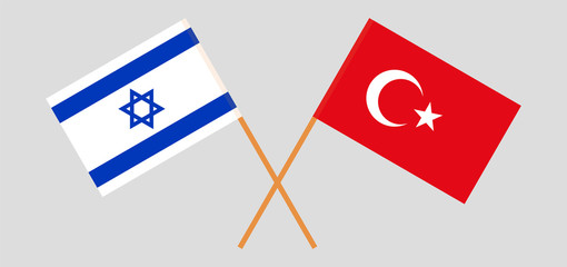 Israel and Turkey. Crossed Israeli and Turkish flags