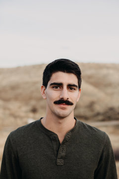 Portrait of Hansome Man with Mustache