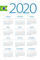 Calendar 2020 - illustration. Brazilian version