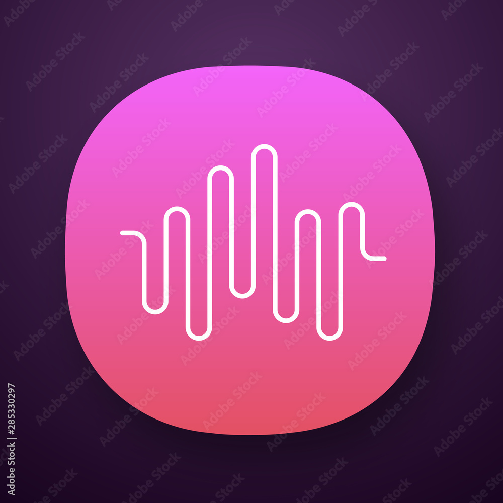 Poster music rhythm wave app icon. disco party, soundtrack playing. sound wave. audio volume, equalizer lev