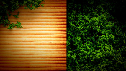 Summer banner, tree and leaves. 3d illustration, 3d rendering.