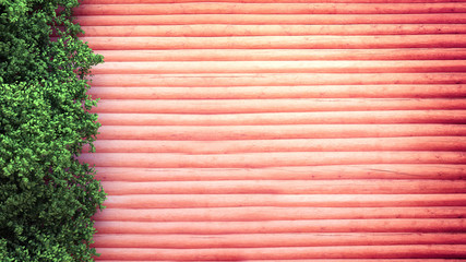 Summer banner, tree and leaves. 3d illustration, 3d rendering.