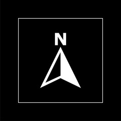 North direction compass icon on a dark background