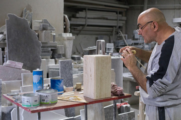 At the stone carving workshop